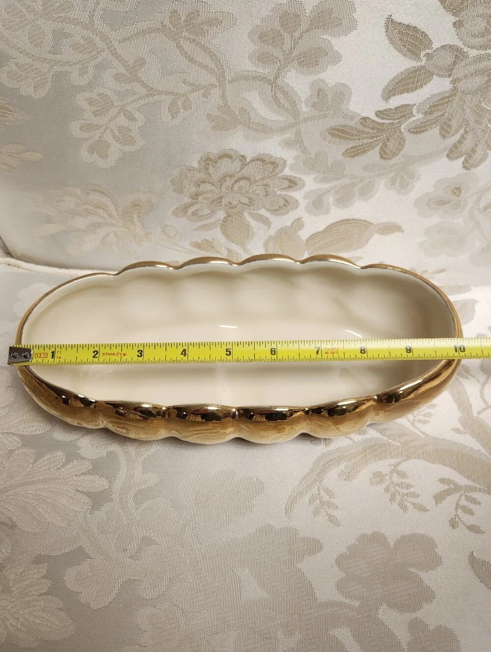 Vintage Mid Century Weeping Leaf Candy Dish & Sweyte Pottery Planter 22k Gold